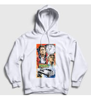 Presmono Unisex Beyaz Team Film Geleceğe Dönüş Back To The Future Kapüşonlu Sweatshirt 243551tt