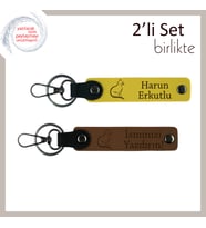 Mırlayan Ofis Kombinleri İçin, Tatlı Desen, İsme Yazılabilir Anahtarlık, Sarı-Açık Kahve