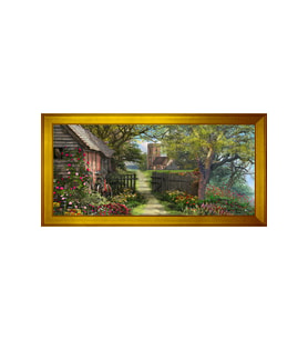 Manzara Temalı Kanvas Tablo 80 x 110 cm Gold Çerçeve