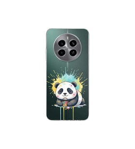 Realme 12 ile Uyumlu Splash Panda Tasarımlı Şeffaf Silikon Kılıf
