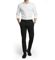 DeepSEA Erkek Siyah Likralı Gofre Kumaş Beli Lastikli İpli Slim Fit Günlük Pantolon 2600650