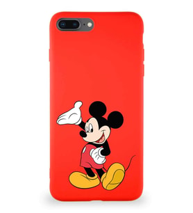 Apple iPhone 7 Plus Soft Premier Kapak Mickey Mouse-C Tasarımlı Silikon Kılıf - Kırmızı (Şeffaf)