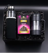 Özel Kılıflı 500Ml Su Matarası & French Press & Beta Tea Karışık Meyve Bitki Çayı Hediye Seti