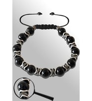 Sertifikalı Silver Hematitli 8 Mm Doğal Siyah Turmalin Taşı Bileklik (Çok Renkli)