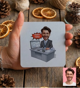 Kişiye Özel Karikatürlü Endüstri Mühendisi Bardak Altlığı Mühendisler Günü Hediyesi