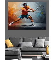 Tenis Oynayan Sporcu Erkek Figürü Dekoratif Kanvas - Mdf Ahşap Tablo