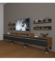 Decoraktiv Ekoflex 270R Mdf Silver Tv Ünitesi Tv Sehpası - Ceviz Siyah (Siyah - Ceviz)