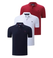 ÜÇLÜ SET T8561 DEWBERRY ERKEK T-SHIRT-LACİVERT-BEYAZ-BORDO (Karışık)