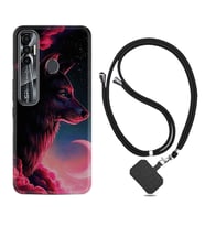 Tecno Spark 6 6 Go 8C 8 Pro 7 7 Pro Kılıf Boyun Askılı Silikon Wolf and Moon 1380
