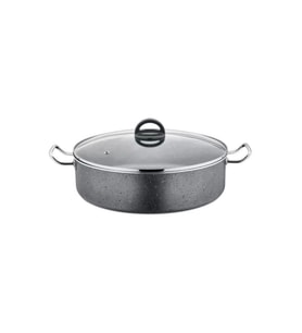 Polochef MEB136 Mega Granit Kısa Tencere 36 Cm (Gri)