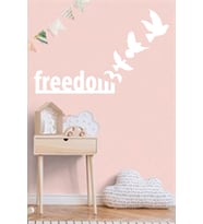 Freedom Duvar Yazısı Ahşap Dekor (Beyaz)