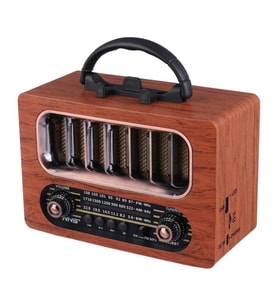 Orta Boy Retro Ahşap Tasarım Bluetooth Hoparlörlü Radyo – FM/AM Destekli, Şarjlı ve Taşınabiliri Radyo NS-6636