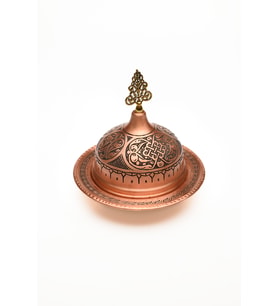 GAZİANTEP BAKIR 14 CM-12 CM EL İŞLEMESİ 1.SINIF ÖZEL KAHVE YANI SUNUMLUK LOKUMLUK-ÇEREZLİK 2'Lİ SETİ