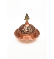 GAZİANTEP BAKIR 14 CM-12 CM EL İŞLEMESİ 1.SINIF ÖZEL KAHVE YANI SUNUMLUK LOKUMLUK-ÇEREZLİK 2'Lİ SETİ