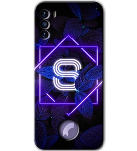 Reeder S19 Max Pro S Kılıf HD Desen Baskılı Arka Kapak - Dark Neon Yaprak S Harfi