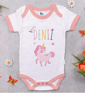 BK Kids Kişiye Özel Pembe Bebek Body Zıbın - Model 117