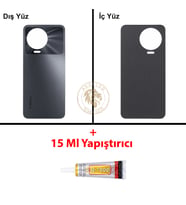 Infinix Note 12 Pro Gri Uyumlu Arka Kapak + B7000 Yapıştırıcı Arka Cam Batarya Pil Kapağı Back Cover