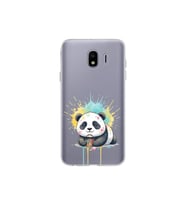 Samsung Galaxy J4 ile Uyumlu Splash Panda Tasarımlı Şeffaf Silikon Kılıf
