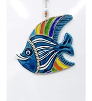 Seramik Sevimli Balık Dekoratif El İşi Duvar Süsü Büyük Boy Nazarlık