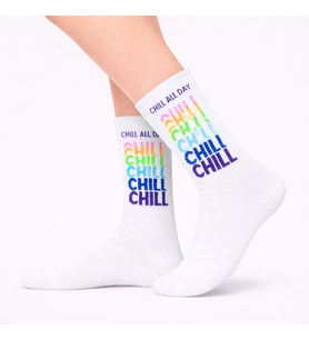 CHILL Yazılı Beyaz Tenis Çorap