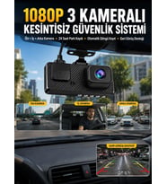 3 Kameralı Araç İçi DVR Kayıt Cihazı Ön İç Arka Kamera Full HD