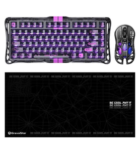 Gravastar V75 Lite Manyetik Kablolu Gaming Klavye, M2 Kablosuz Optik Mouse ve Mousepad Oyuncu Seti, Stealth Black