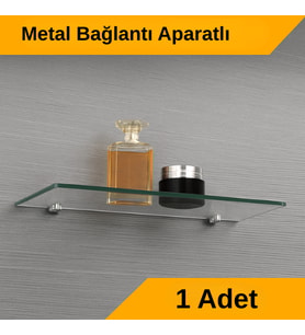 Pleksi Hayalet Raf 8mm  Banyo Mutfak Düzenleyici Metal Bağlantılı Şeffaf Raf - 40 Cm