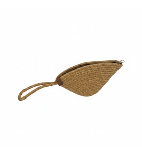Rome Handmade Hasır Clutch Çanta krem