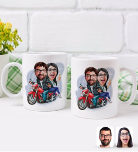 BK Gift Kişiye Özel Sevgililer Karikatürlü İkili Kupa Bardak-97