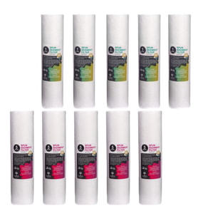 10 Adet Açık Kasa Su Arıtma Filtre 1-5 Mikron Sediment Spun Filtre (Beyaz)
