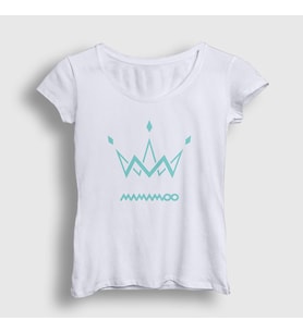 Presmono Kadın Beyaz Logo V2 K-Pop Mamamoo T-Shirt 273927tt (Beyaz)