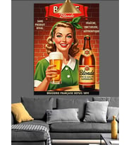 Bira reklamı retro poster Dekoratif Kanvas - Mdf Ahşap Tablo