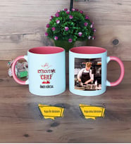 Aşçıya Hediye Kupa Bardak Pembe Fotoğraflı Aşçılar Günü Hediyesi