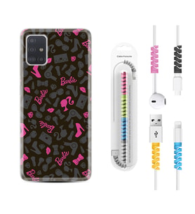 Samsung a71 A72 A73 A7 A9 2018 C7 C9 Kılıf Kablo Koruma Spiral Silikon Barbie and Shoes 1413