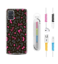 Samsung a71 A72 A73 A7 A9 2018 C7 C9 Kılıf Kablo Koruma Spiral Silikon Barbie and Shoes 1413