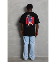 Erkek Baskılı Tişört Kısa Kol Bisiklet Yaka Oversize T-Shirt - - Siyah