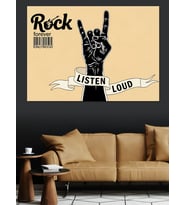 Rock Forewer El İşareti " Yüksek Sesle Dinle " Dekoratif Kanvas - Mdf Ahşap Tablo