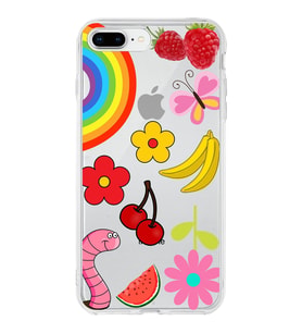 PrintiFy Apple  iPhone 8 Plus ile Uyumlu 1mm Slim Fit Water Color 5 Baskılı Şeffaf  Kılıf