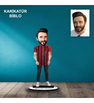 KİŞİYE ÖZEL ERKEK Siyah-Kırmızı TARAFTAR TASARIMLI KARİKATÜR BİBLO B64