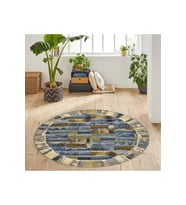 Eliana Home Baskılı, Yıkanabilir Kaymaz Taban Yuvarlak Halı LNA7171 120x120 cm (Mavi)