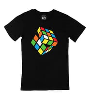 Rubik Küp Tasarımlı Siyah Tişört