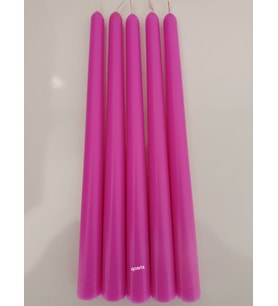 qosrix 5'li Açık Pembe Şamdan Soya Mumu 1. Kalite Soya Doğal Pudra Kokulu Uzun Çubuk Konik Mum Dekoratif
