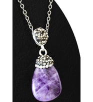 Sertifikalı 1.Kalite Zirkon Taşlı Ham Ametist Taşı Kolye (Brezilya) (Çok Renkli)