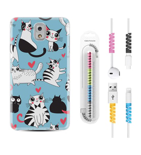 Samsung Note 3 4 5 8 9 20 Ultra 10 Lite Kılıf Kablo Koruma Spiral Silikon Kedicikler 1772