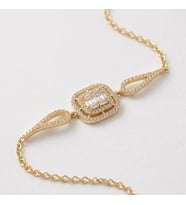 925 Ayar Gümüş Baget Taşlı Gold Renk Kadın Bileklik