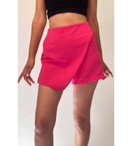 Kadın Düz Renk Keten Şort Etek (Pembe)