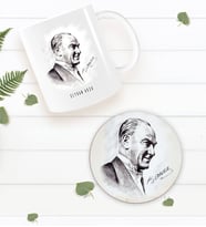 BK Gift Kişiye Özel Atatürk Temalı Beyaz Kupa Bardak ve Yuvarlak Ahşap Bardak Altlığı Hediye Seti -10