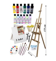 Akrilik Boya Resim Seti Südor Monalisa 12 Renk 70 ml Akrilik Boya 2 Tuval 25x35 Fırça Spatula Şövale 
