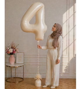 4 Rakamlı Krem 76 cm Helyum Balon