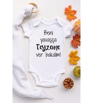 Beni Yavaşça Teyzeme Verin Kısa Kol Çıtçıtlı Bebek Body